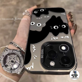 🔥ส่งจากไทย🔥 เคสไอโฟน11/12/13/14/15 Pro Max Cute Black Cat TPU Matte Case For iPhone 11,12,13,14,15,13PM,14PM,15PM เคส