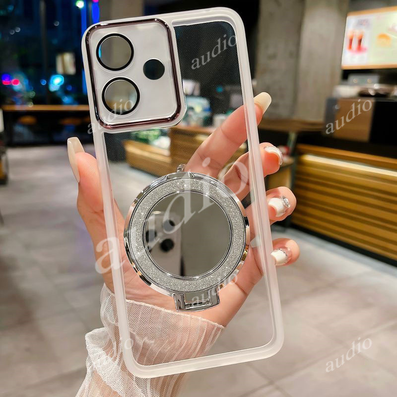 Realme 14T 5G Glitter Blingกระจกแม่เหล็กยึดเคสโทรศัพท์สําหรับRealme 14T 14 Realme14T Realme14 T 5Gเต