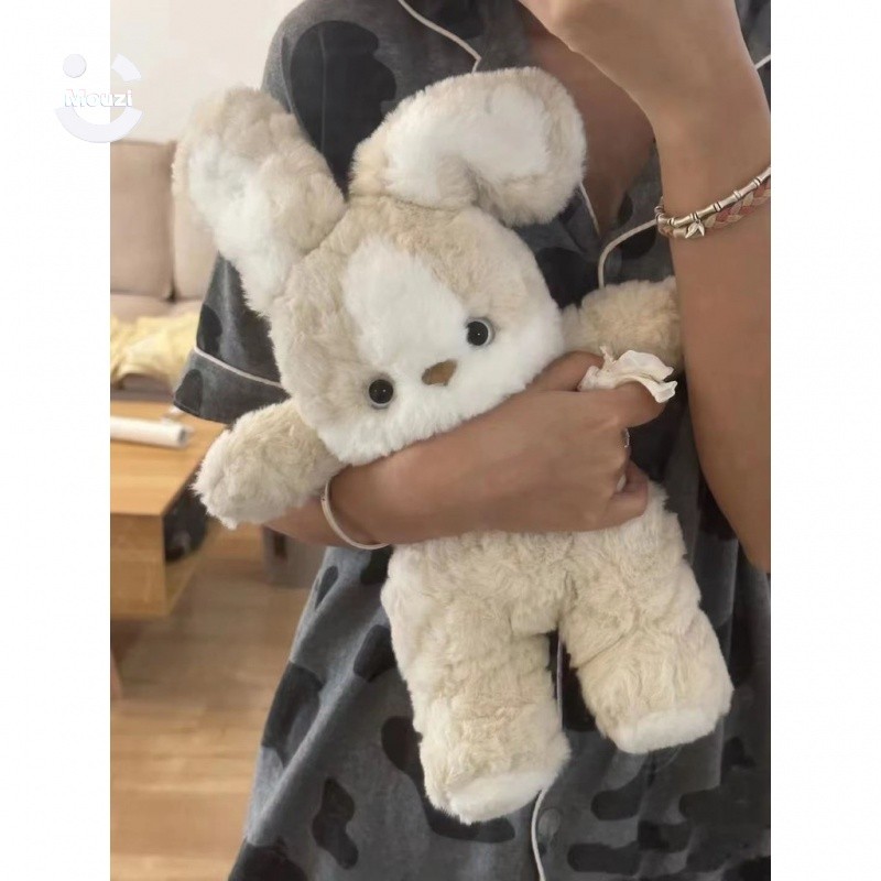ตุ๊กตากระต่ายราตรีสวัสดิ์สีขาวน่ารักตุ๊กตากระต่ายเชื่อฟังตุ๊กตานอนหมอนตุ๊กตาตุ๊กตานอนบนเตียง