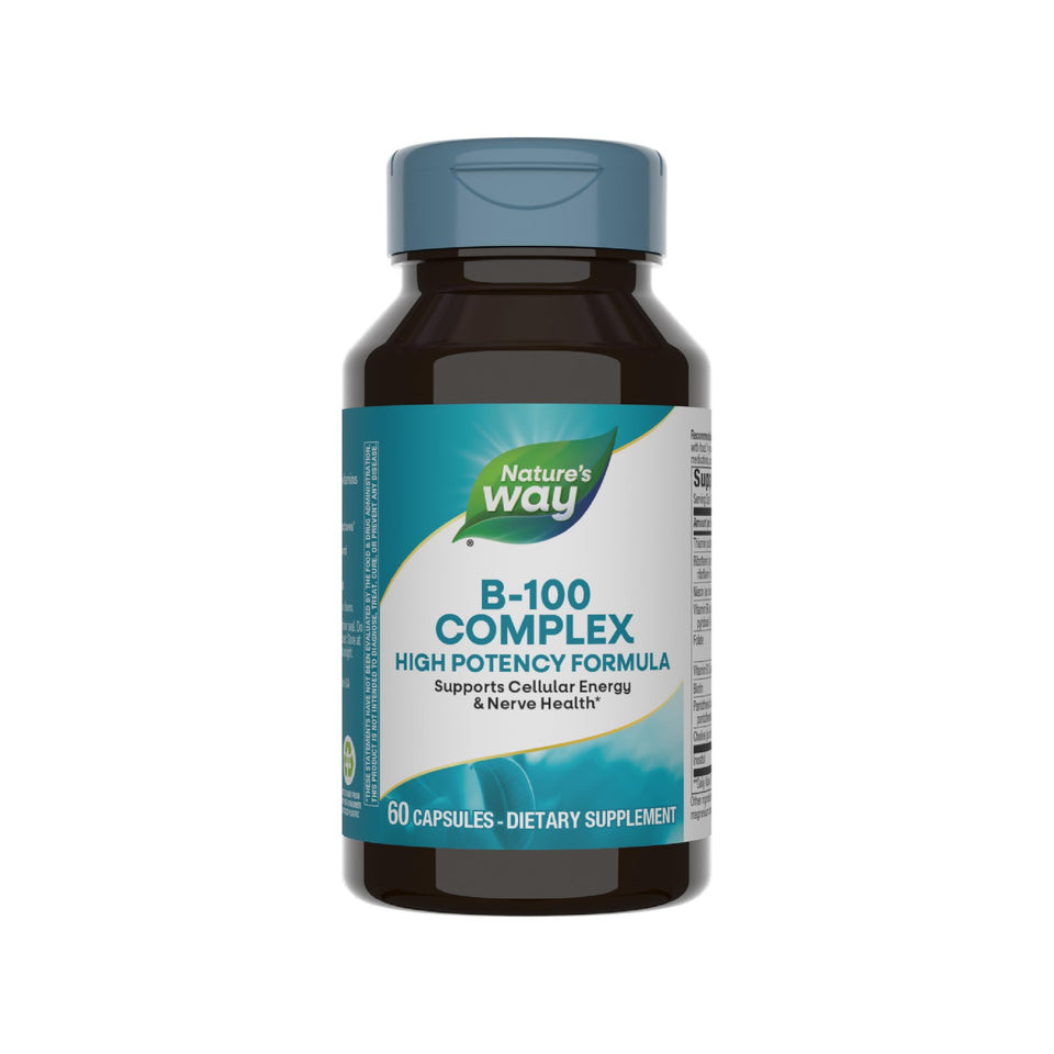 Natures Way B-100 Complex - ความอ่อนแอสูง B-Vitamins เพื่อสุขภาพพลังงานและประสาท - 100 แคปซูล