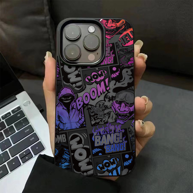 เคสไอโฟน16 15 14 13 12 11 Pro Max Case Colorful creative graffiti cartoon กันกระแทก Compatible เคส iPhone 16PM,16Plus,X/XS, XR,7+,8Plus