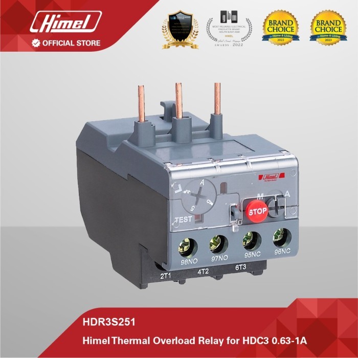 รีเลย์โอเวอร์โหลดความร้อน Himel สําหรับ HDC3 0.63-1A HDR3S251