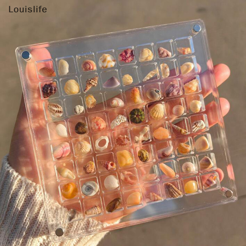Llph 1PC Rock Collection กล่องสําหรับลูกปัดเล็บเครื่องประดับอะคริลิคแม่เหล็ก Sea กล่องเก็บ 36/64 กริดขนาดเล็ก Craft Organizer คอนเทนเนอร์ LLP