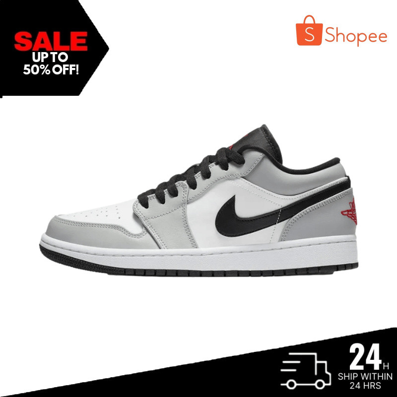 [100% สีขาว] สีเทา Nike Air Jordan 1 Low AJ1 black/gray สีเทา