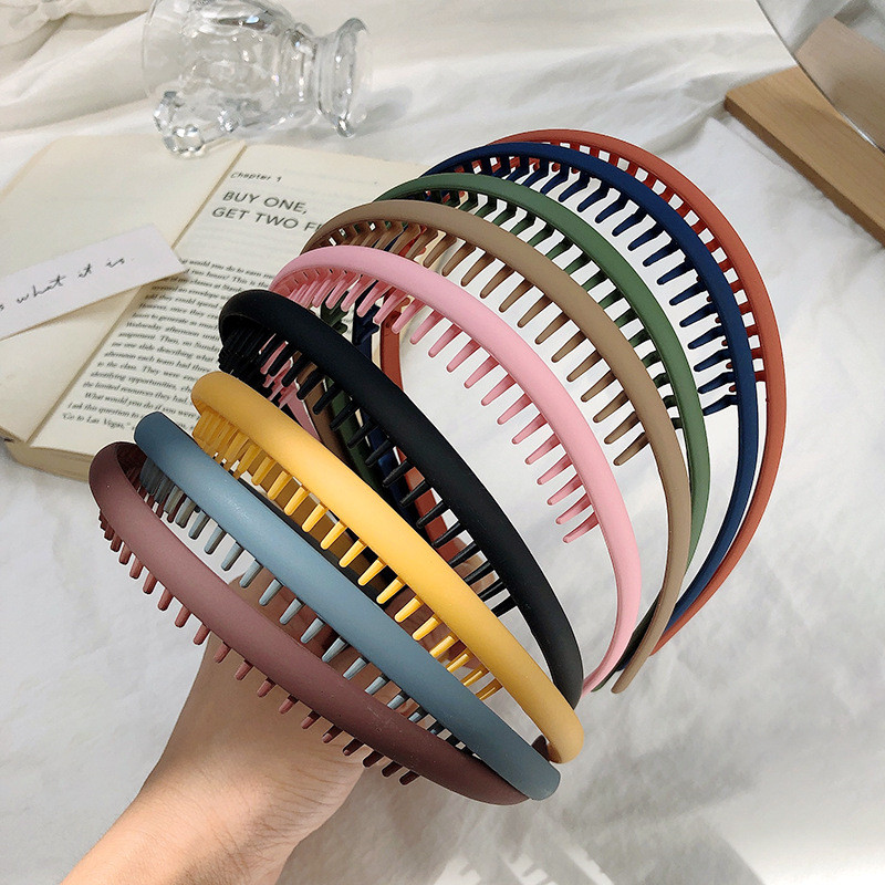 Morandi สี Frosted พร้อมแถบคาดศีรษะฟันผู้หญิง Face Wash Non-Slip HairBand เครื่องประดับผม