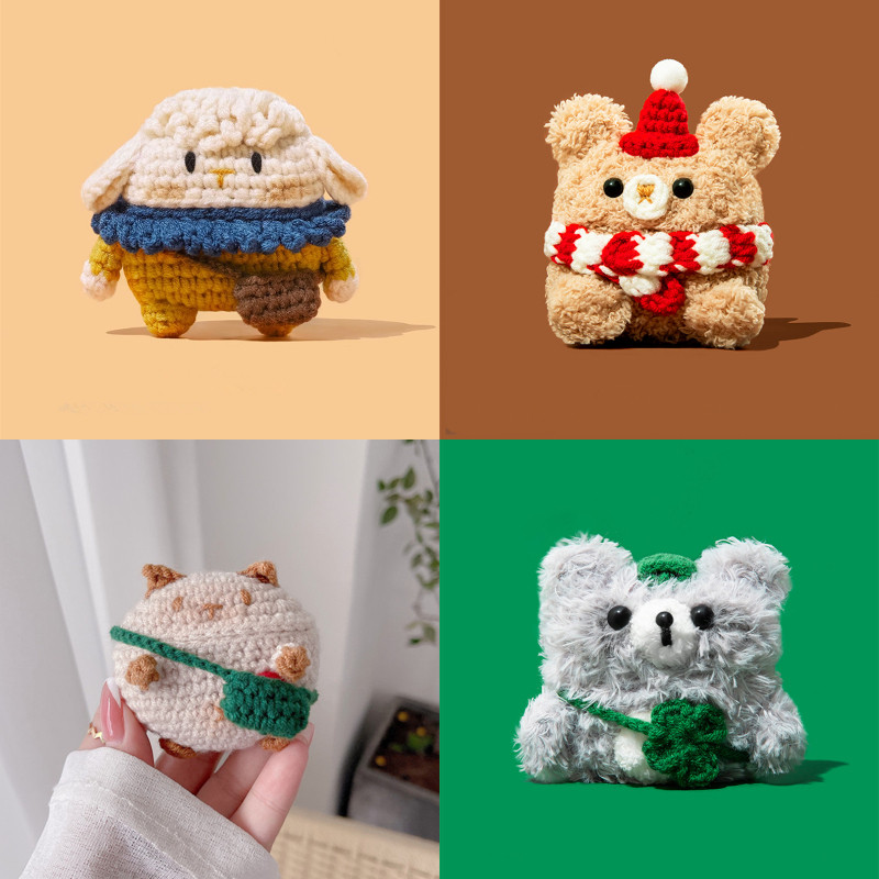 สําหรับ Beats Solo buds กรณีน่ารัก Curly Plush หูฟังสําหรับสาวผู้หญิงการ์ตูนถัก Terry ตลกนุ่มฝาครอบป้องกัน