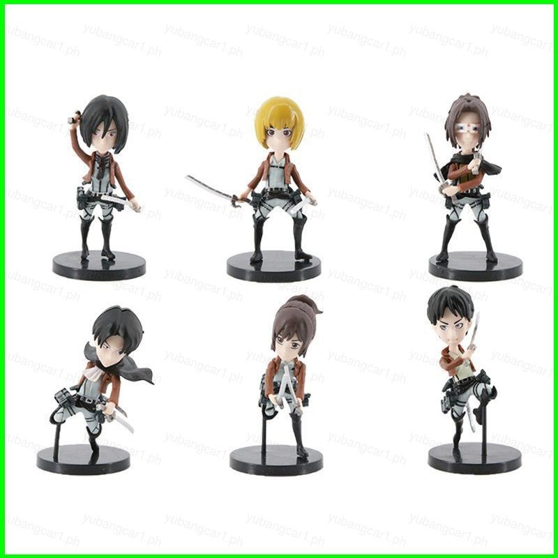 Yb1 6pcs Attack On Titan Action Figure Eren Mikasa Levi Floch Ness Gerger ตุ๊กตาของเล่นสําหรับเด็กเค