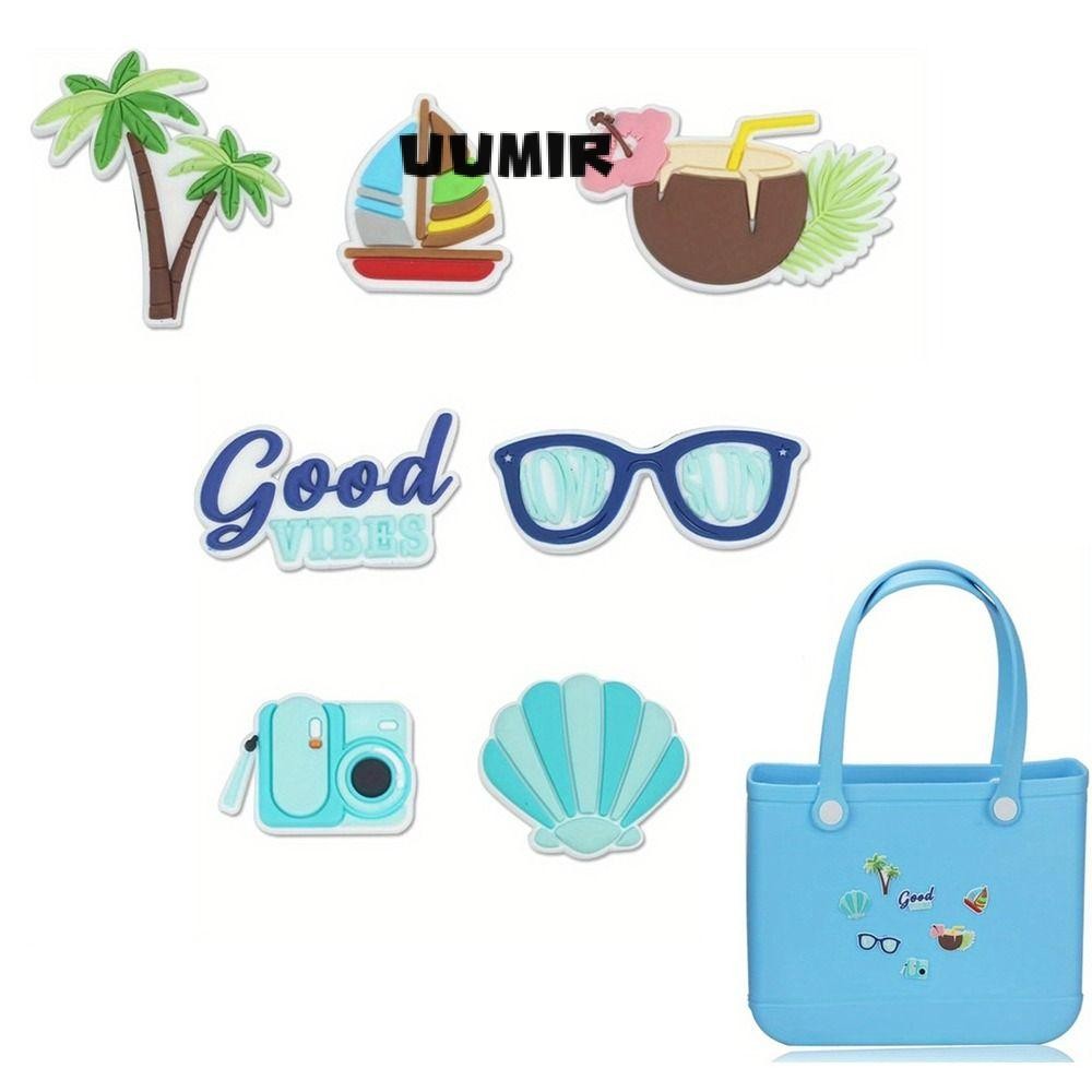 UUMIR 7 ชิ้น Charms สําหรับ Bogg กระเป๋าอุปกรณ์เสริม,กระเป๋าถือฤดูร้อน Beach Themed กระเป๋าชายหาดยางหลุม Beach Totes กระเป๋าตกแต่งสําหรับ Bogg กระเป๋า/กระเป๋าชายหาด