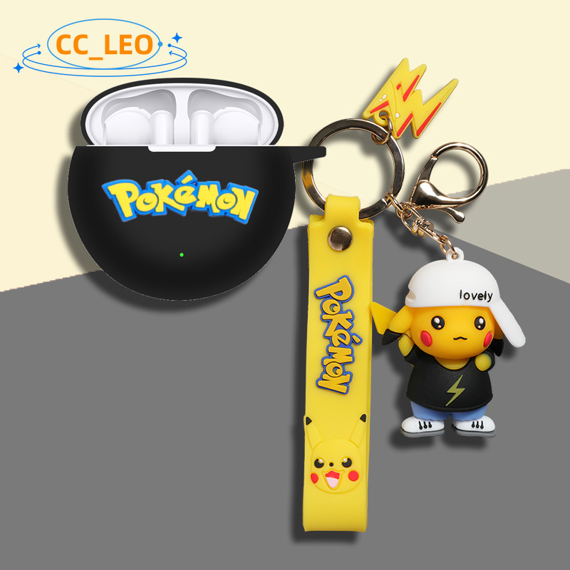 For Honor Earbuds X6 Case Cute Pikachu Keychain Honor Earbuds X6 Silicone Soft Case Cartoon Burger S