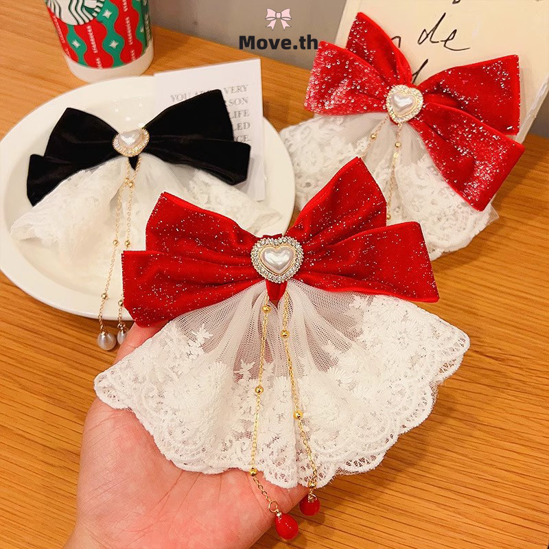 ในไทย-พร้อมส่ง กิ๊บติดผม ประดับโบว์ ลูกไม้ แป้งแวววาว ระดับไฮเอนด์ น่ารักหวาน สไตล์เกาหลี นักเรียนสำหรับผู้หญิง 2024ใหม่