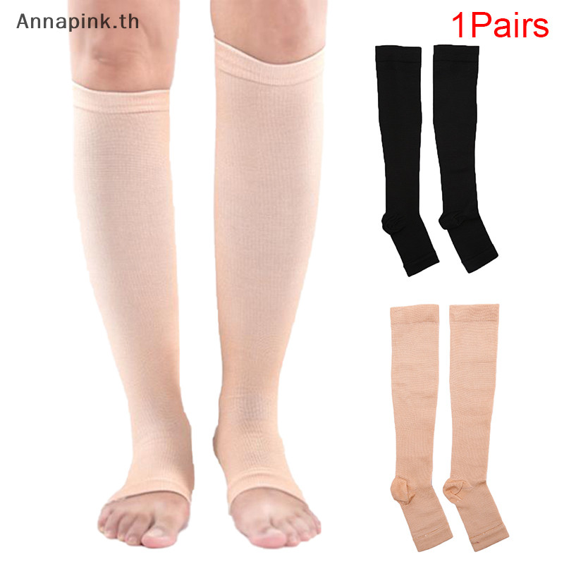 Annapink.th ถุงเท้าเปิดนิ้วเท้า บรรเทาอาการปวดเท้าและเข่า บรรเทาเส้นเลือดขอด 1 คู่