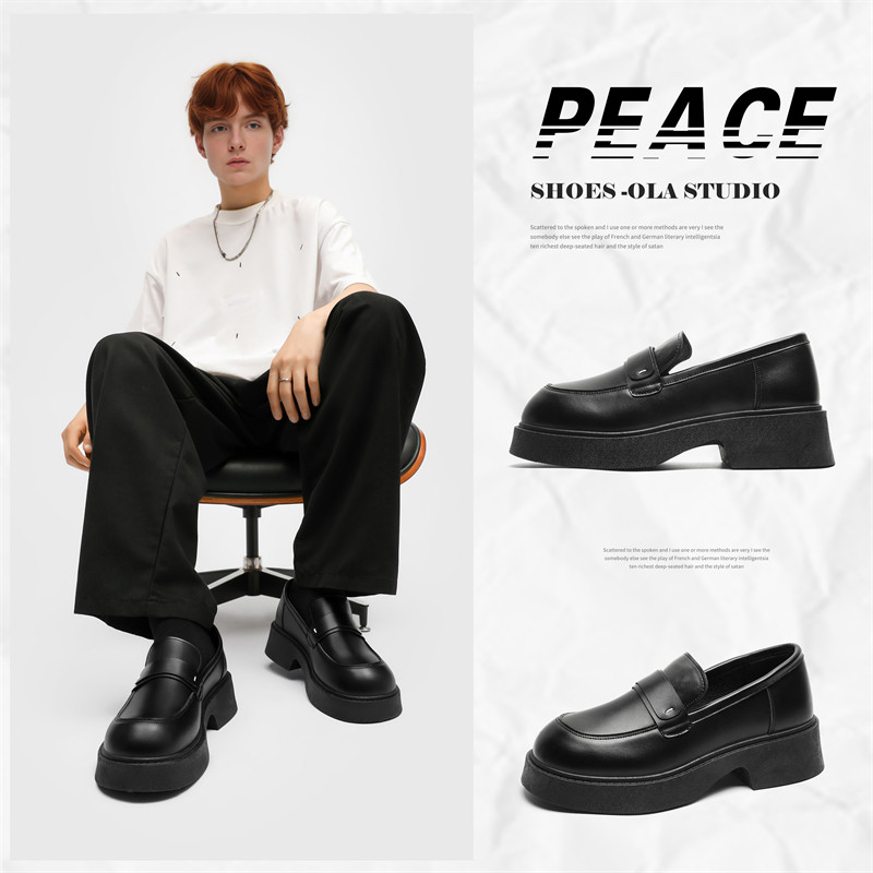 รองเท้าหนังผู้ชาย พื้นรองเท้าหนา รองเท้าโลฟเฟอร์แบบสวมรองเท้าแมรี่เจนสําหรับผู้ชาย ขนาด39-44