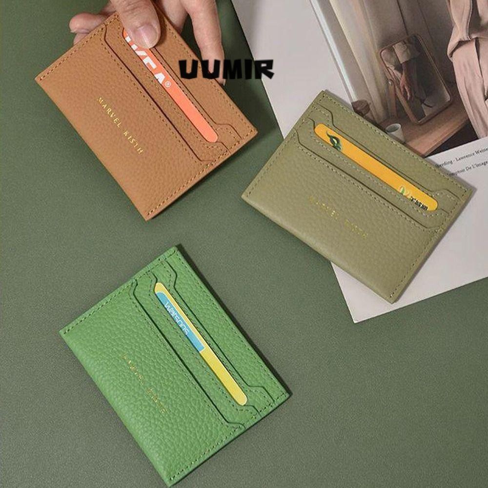 UUMIR กระเป๋าใส่บัตร, กระเป๋าสตางค์ใบเล็กสีทึบบางเฉียบ, แฟชั่น Soft PU Comfort Surface Money Clip ผู้หญิงผู้ชาย