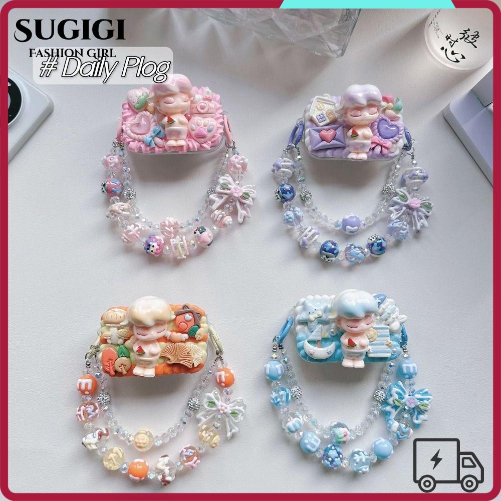Sugigi สายคล้องโทรศัพท์มือถือ, พวงกุญแจจี้กระเป๋า Bowknot Sanrio, SpongeBob Beaded POP MART เชือกเส้นเล็กโทรศัพท์สองชั้น