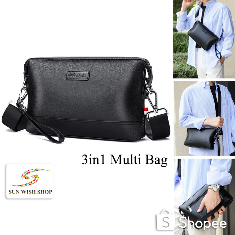 Sunwish SWS-0707 Elegant Soft Cow Leather Men Shoulder Bag แฟชั่นเกาหลี 3in1 Multi Man Sling Bag