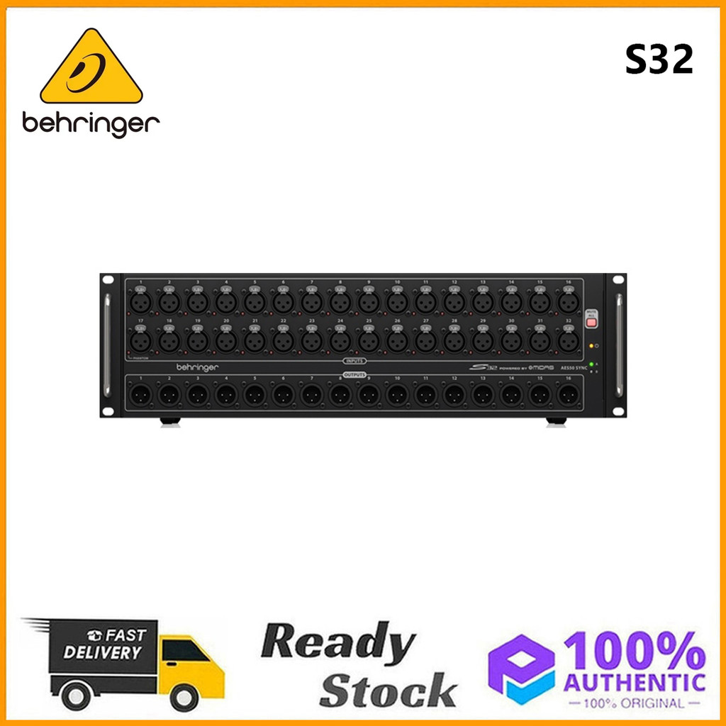 Behringer S32 Stage Box พร้อมปรีแอมป์แบบควบคุมระยะไกล 32 ช่อง, 16 เอาต์พุต และ AES50 Networking Feat