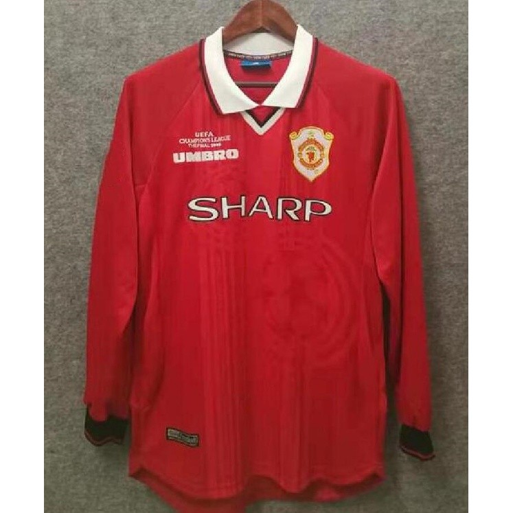 Man Utd 99-00 MU UCL FINAL Home Retro Soccer Jersey Football Vintage Shirt Classic Kit Long Sleeve