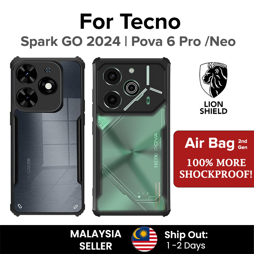 (MY) LionShield Tecno Pova 6 Pro 5G / 6 Neo / Spark GO 2024 เคสใสไฮบริด - เคสกันกระแทก