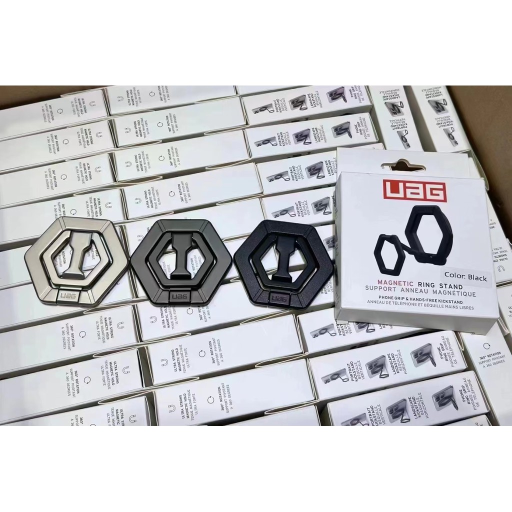 Uag แหวนแม่เหล็กพร้อมขาตั้งและกริปขาตั้งโทรศัพท์ที่วางแหวนโทรศัพท์ที่วางโทรศัพท์แม่เหล็กในตัว