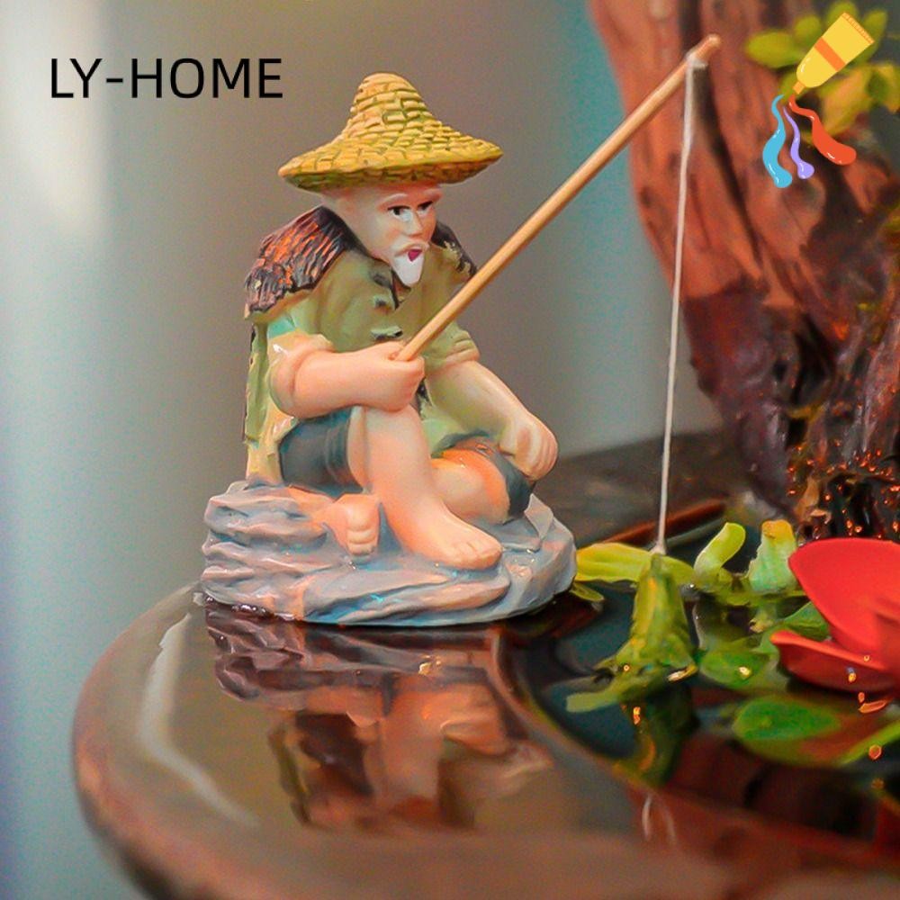 Ly ชายชราเครื่องประดับตกปลา, PVC Aquascape ตกแต่ง Jiang Tai Gong ตกปลา, Miniature DIY ถังปลาตกแต่ง Rockery ภูมิทัศน์เครื่องประดับ