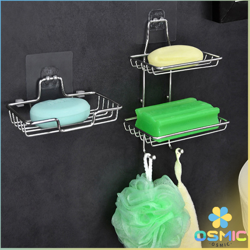 MIC ที่วางสบู่สแตนเลส ชั้นวางของ วางสบู่ ฟองน้ำ ไม่ต้องเจาะผนัง  soap dish