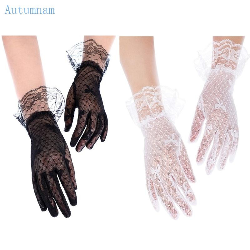 ออตู ถุงมือลูกไม้สั้นถุงมือพรรคผู้หญิงถุงมือลูกไม้ถุงมือข้อมือเจ้าสาว