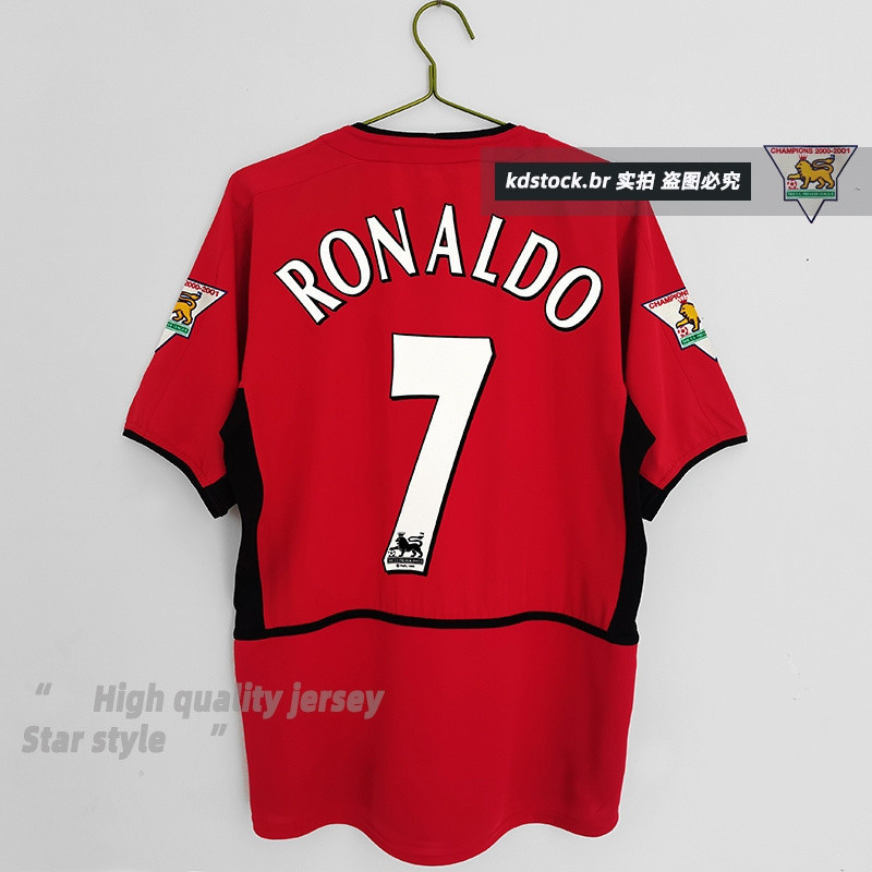 คุณภาพสูง Retro 2002-2004Manchester United Home Jersey No. 7 RONALDO Football Premier League Persona