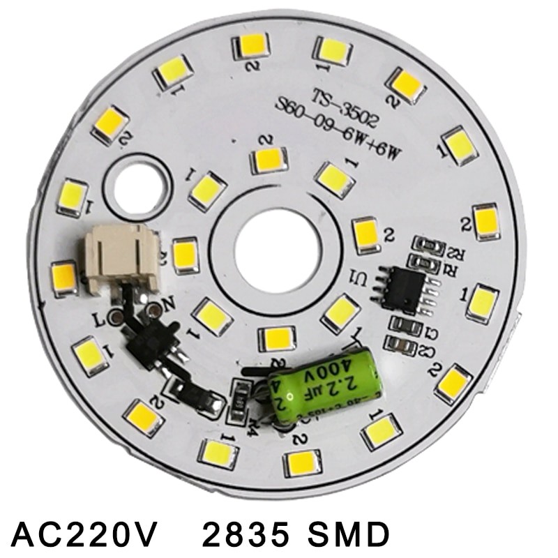 หลอดไฟ LED โคมไฟ AC220V สมาร์ท IC ไม่จำเป็นต้องไดร์เวอร์ LED ถั่วนำชิปสำหรับหลอดไฟ2835 SMD แสงชิปธรรมชาติสีขาว3วัตต์6วัตต์12วัตต์18วัตต์
