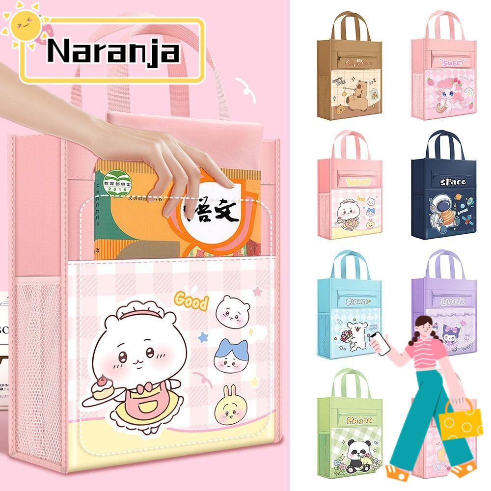 กระเป๋าใส่เอกสาร NARANJA A4, กระเป๋าถือนักเรียน Kuromi/Chikawa/Loopy Capybara สามชั้น, กระเป๋าเก็บอุปกรณ์การเรียนรู้ความจุขนาดใหญ่
