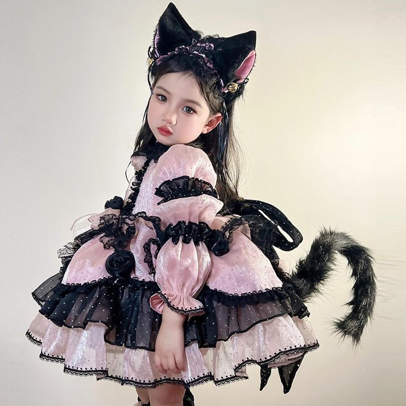 สาวแมวชุดเจ้าหญิงสองมิติ/ฮาโลวีนคอสเพลย์เครื่องแต่งกาย/เด็ก Luna Cat Lolita ชุด