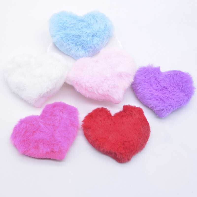 12 ชิ้น 60*50 มิลลิเมตรเบาะ Plush Furry Heart Applique สําหรับ DIY Headwear กิ๊บติดผมโบว์อุปกรณ์เสริมหัตถกรรมเสื้อผ้าหมวกเย็บแพทช์ตกแต่ง