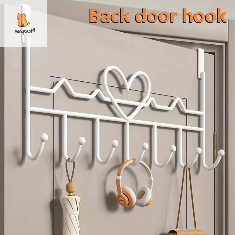 Pengtao14 ประตูรูปหัวใจด้านหลัง Hook Storage แขวนผนังไม้แขวนเสื้อ Hook Punch-free แขวนห้องนอน Organizer อุปกรณ์จัดเก็บใหม่