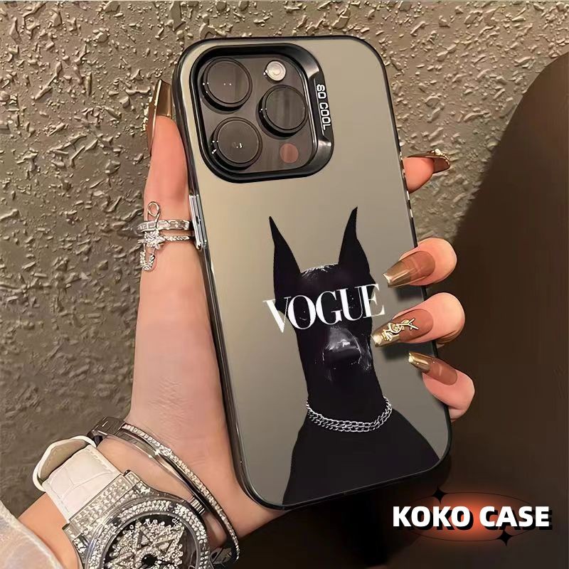 🔥GOOD🔥สําหรับ iPhone 11 13 12 14 15 Pro MAX 14 15 7 Plus XR XSMAX เคสโทรศัพท์สุนัขสีดำขนาดเล็กสำหรับ IMD สีป้องกันกา