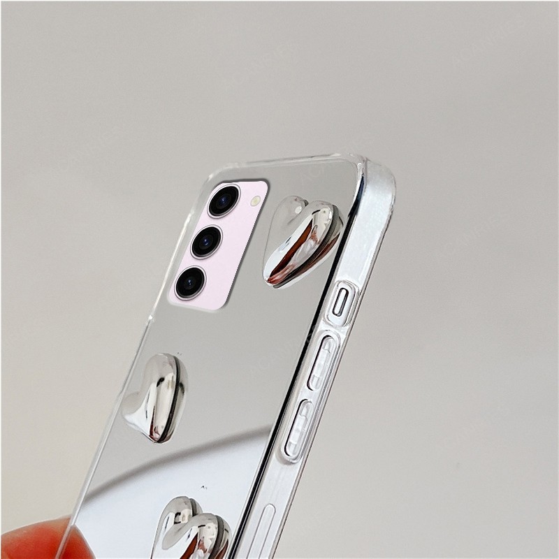 Glitter น่ารัก 3D Love Heart กระจกซิลิโคนสําหรับ Samsung Galaxy S24 Ultra 5G S23 FE S22 Plus S21 + S20 S10 ฝาครอบ S 24 23 22 - รูปที่ 4