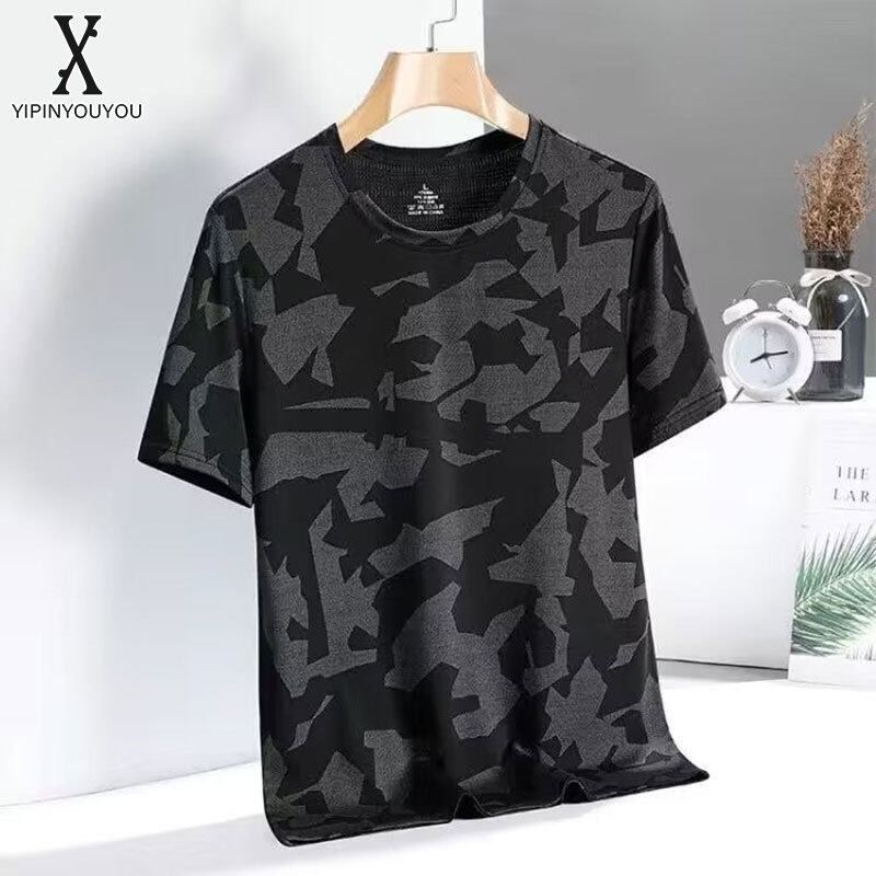 เสื้อยืดผู้ชาย-ออกแบบเฉพาะแขนสั้นกีฬาลำลองขนาดใหญ่แห้งเร็วหลวมสำหรับวัยรุ่นเสื้อยืดง่ายระบายอากาศ