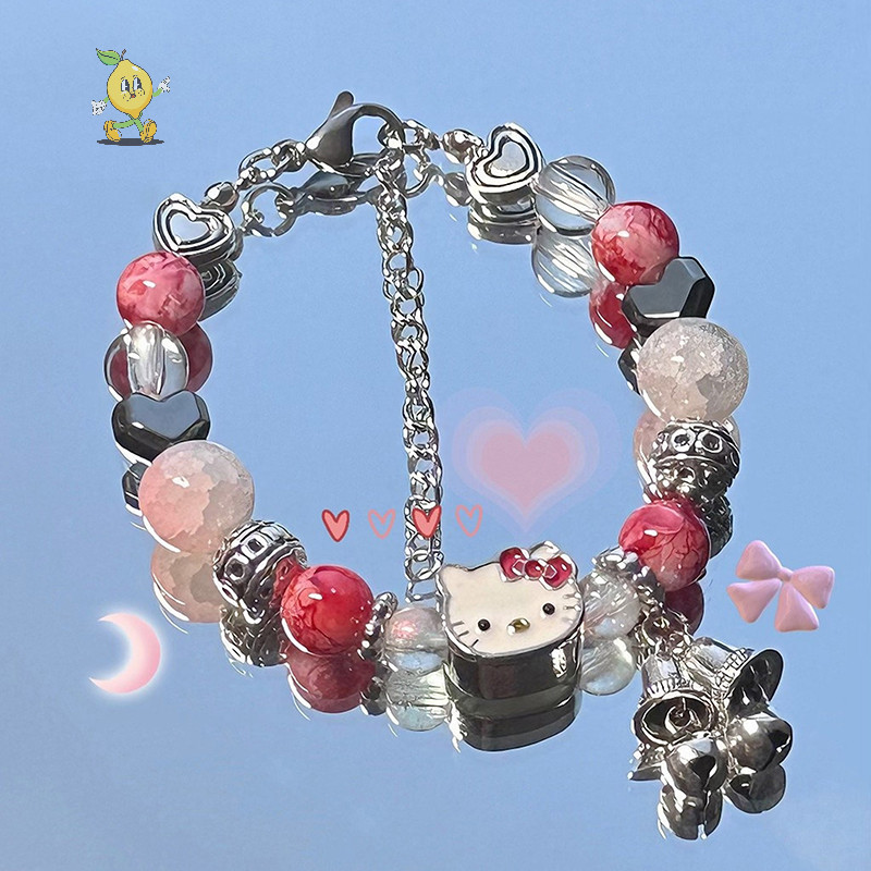 [mozh] การ์ตูน Sanrio Hello Kitty Pochacco น่ารัก Bell สร้อยข้อมือลูกปัดเครื่องประดับแฟชั่นผู้หญิงสร้อยข้อมือมิตรภาพของขวัญ [TH]