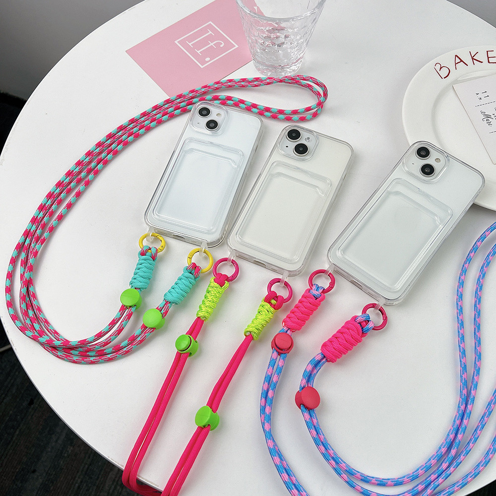 พร้อมช่องใส่การ์ด เคส IPhone 13 Pro Max 11 14 12 15 Plus 7 8 6  XR XS Max ผู้ถือบัตร พร้อมสายห้อย กั