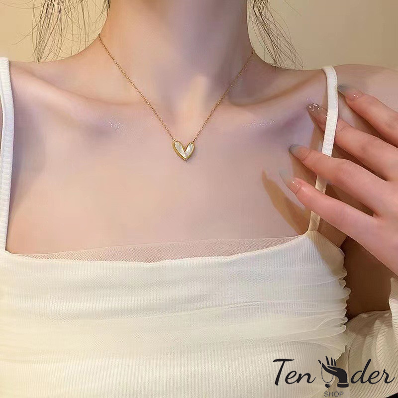 COD-ส่งเร็วจากไทย🎀สร้อยคอหัวใจทองผู้หญิงเฉพาะกลุ่มแสงหรูหรากระดูก-Tender