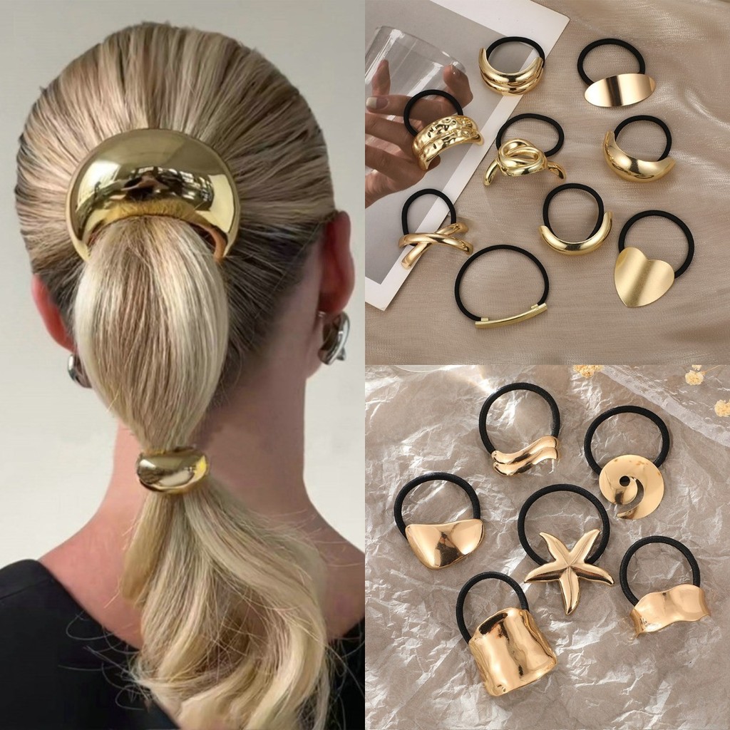 2024 ใหม่โลหะผมวงเชือกแถบคาดศีรษะยืดหยุ่น Scrunchies Hairband เครื่องมือแฟชั่นผู้หญิงอุปกรณ์เสริมผม