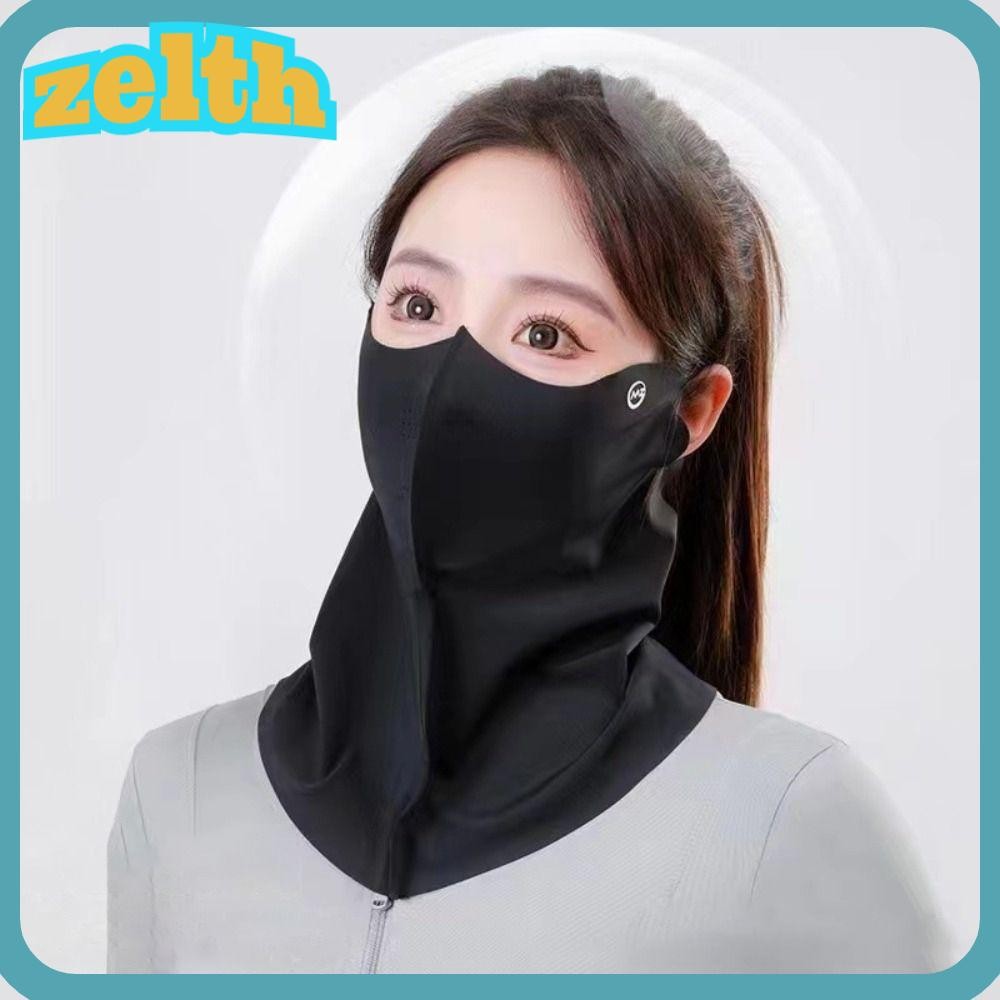 Zelth Sun Protection , ผ้าไหมน้ําแข็ง Breathable Anti-UV ผ้าพันคอคอ, Cool UPF50+ ม่านบังแดดกันฝุ่นฤดูร้อน