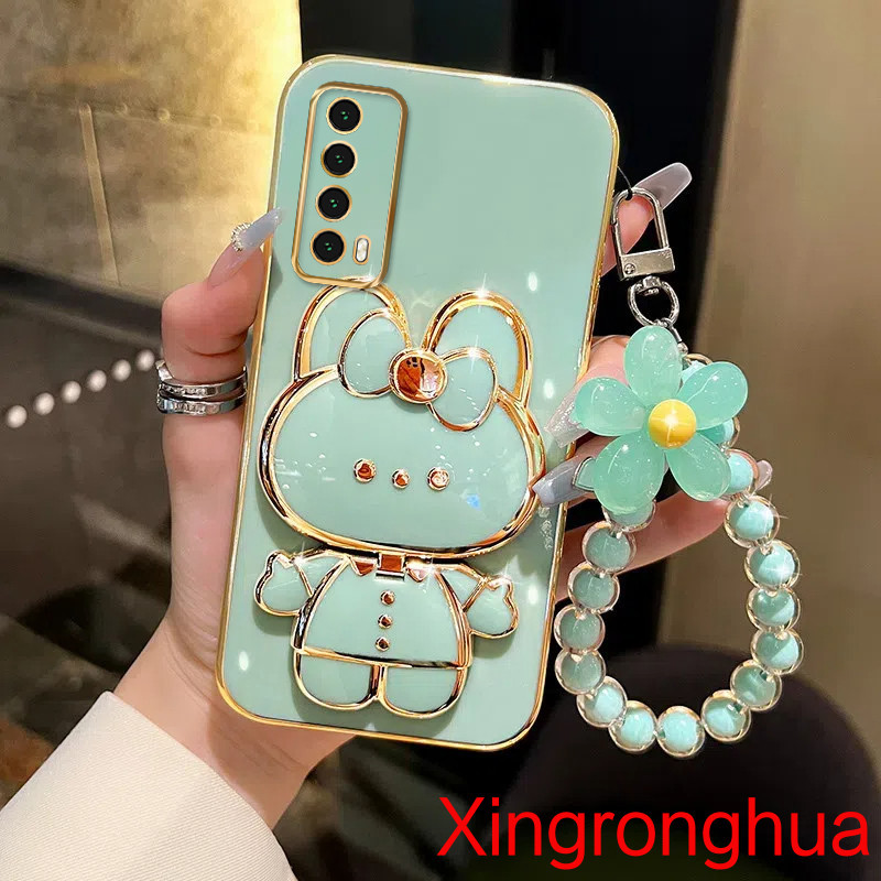 ปลอก Huawei Y7A Y9S Y7 Y9 Prime 2019 Y6P 2020 Nova 11 Pro 3i 7i 8i 5T 7 8 9 10 SE Y61 Y91 Y90 Y70 Plusเคสโทรศัพท์TPU 3Dกระต่ายกระจกแต่งหน้าElectropla