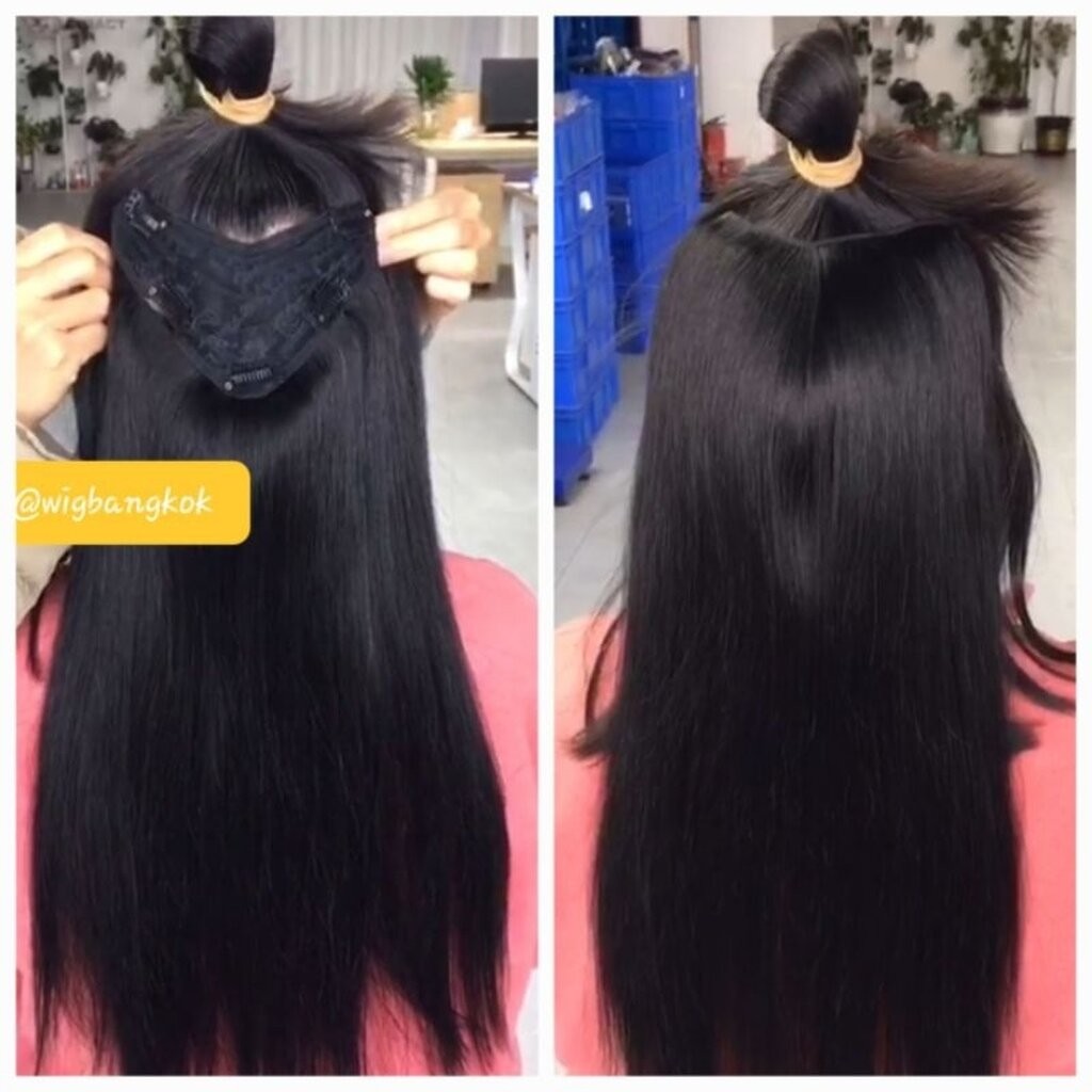 วิกตัววีครึ่งหัว แฮร์พีชผมแท้ 10A เสริมผมหนา 100กรัม ผมยาว12-30นิ้ว