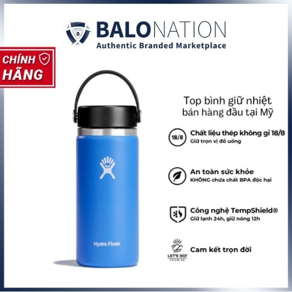 [GENUINE] Hydro Flask 16 oz Wide Flex Cap พร้อมฝาหมุน - รับประกันระยะยาว