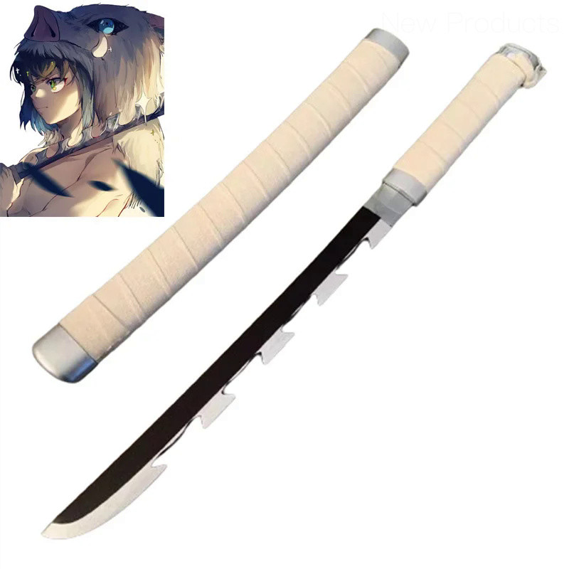 💥 Cosplay Hashibira Inosuke Bamboo Assembled 24inch Katana Hagashi Akihito Weapon 60cm Model Sword
