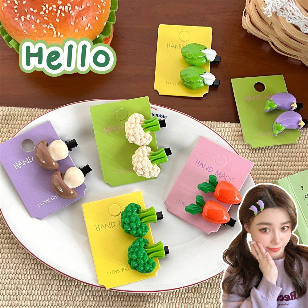 จําลองตลกผักกิ๊บน่ารักเรียบสนุกคลิปหน้าผากด้านข้าง ใบเรียกเก็บเงินเป็ด คลิปหักอุปกรณ์ผมสําหรับผู้หญิง