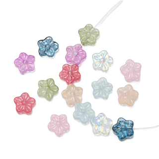 St. kunkka 10 ชิ้นลูกปัดดอกไม้แก้วโปร่งใสที่มีสีสัน Cherry Blossom ลูกปัดสําหรับ DIY สร้อยข้อมือสร้อยคอทํา