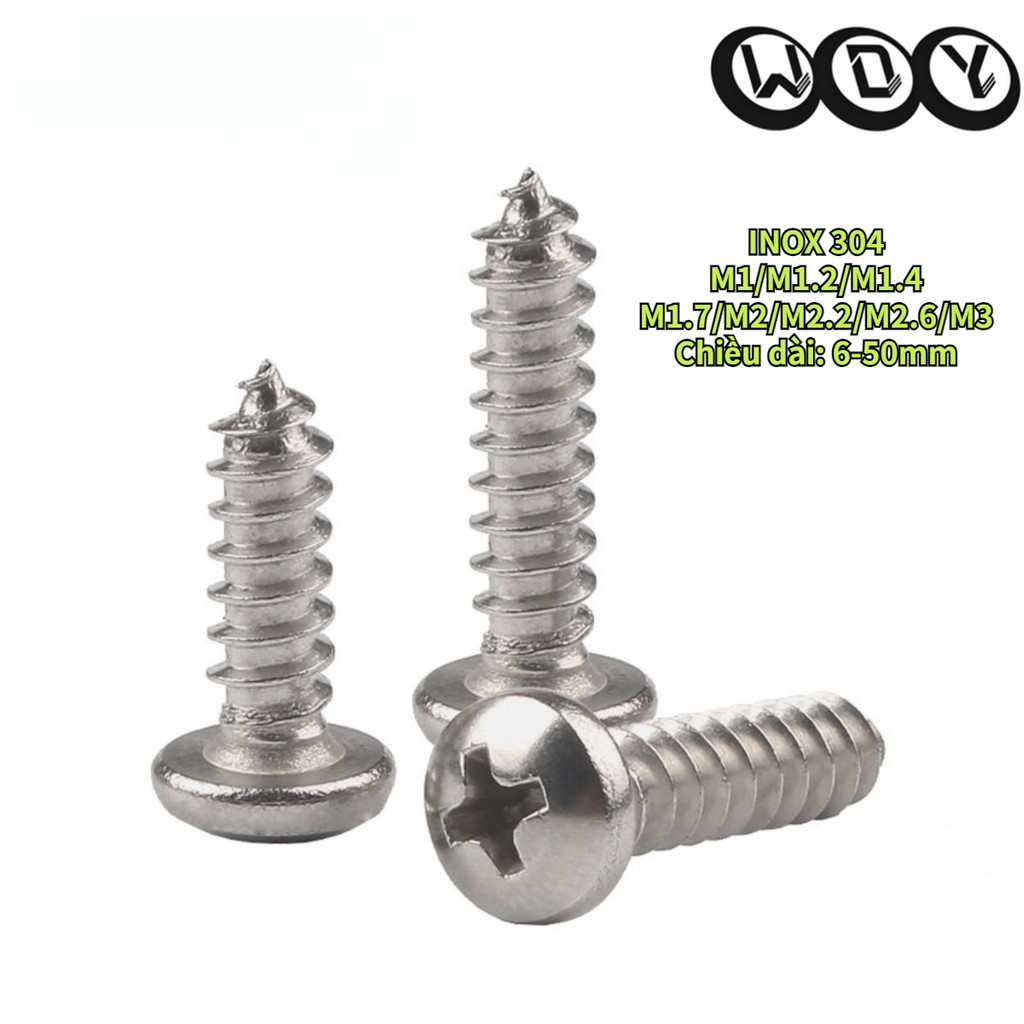 [FTH1] สกรู เกลียวปล่อย สแตนเลส 304 หัวกลม หัวแพน แฉก P+ ปลายแหลม น็อต Pan Head Phillip Tapping Screw SUS304 M1/M1.2/M1.4/M1.7/M2/M2.2/M2.6/M3