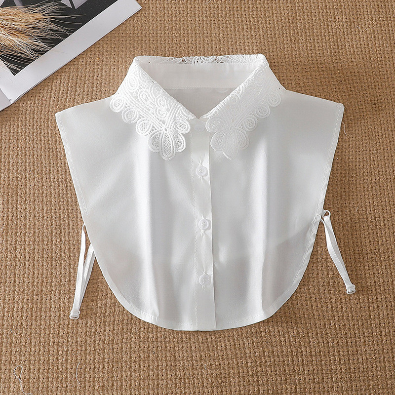 เสื้อสเวตเตอร์ผู้หญิงคอปกปลอมตกแต่งขอบลูกไม้ยืนขึ้นปกครึ่งความยาวคอตุ๊กตาฤดูใบไม้ร่วงและฤดูหนาวฤดูใบ