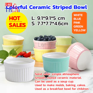LerThai ถ้วยพุดดิ้ง สีสันแคนดี้ ชามเซรามิค ทนต่ออุณหภูมิสูง Baking mold