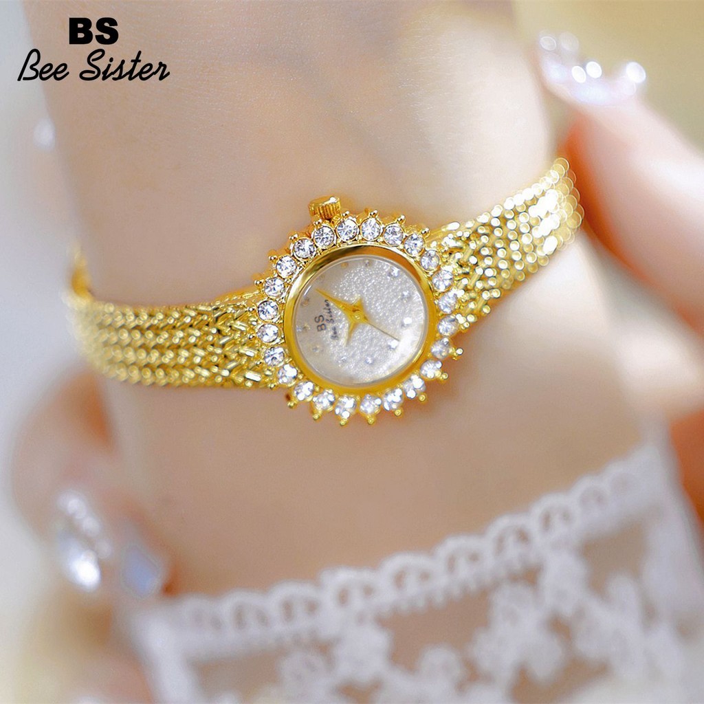 Bs Bee Sister แฟชั่นผู้หญิง Casual นาฬิกา Rhinestone สุภาพสตรีนาฬิกาสแตนเลสสตีลนาฬิกาข้อมือควอตซ์กันน้ําเพชรนาฬิกาของขวัญสําหรับ Lady